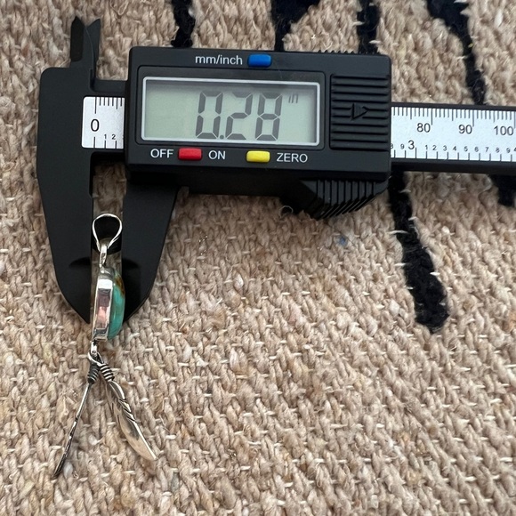 ❤️ Kingman Turquoise Navajo Southwestern Feather Sterling Pendant 5.6gm 2.34”L - Picture 15 of 15